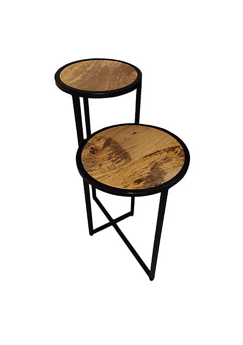 Duna Range Two Tier Round Wooden Side Table