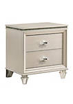 Nightstand with Textured 2 Drawers and Acrylic Legs, Pearl White