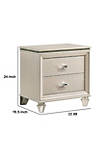 Nightstand with Textured 2 Drawers and Acrylic Legs, Pearl White
