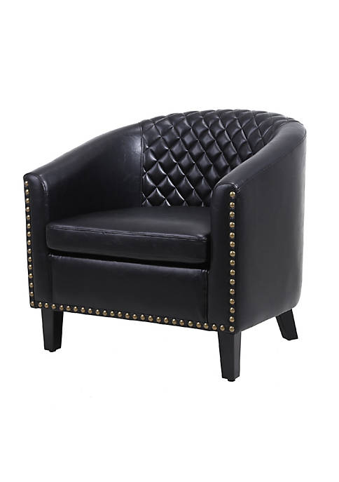 Duna Range Leatherette Accent Chair with Nailhead Trim