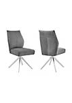 Swivel Dining Chair with Tall Curved Padded Back, Set of 2, Gray and Silver