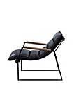 Accent Chair with Leatherette Seat and Metal Frame, Black