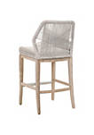 Barstool with Wooden Legs and Woven Rope Back,Brown and Gray