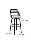 30 Inch Leatherette Barstool with Cut Out Back, Gray and Black