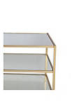Entertainment Center with 3 Tier Mirrored Shelves, Gold