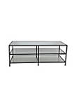 Entertainment Center with 3 Tier Mirrored Shelves, Black