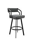 30 Inch Barstool with Leatherette Padded Seat, Gray and Black