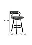 30 Inch Barstool with Leatherette Padded Seat, Gray and Black