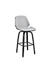 26 Inch Swivel Barstool with Leatherette Seat, Gray and Black