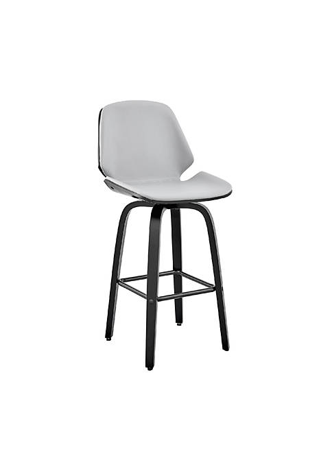 26 Inch Swivel Barstool with Leatherette Seat, Gray and Black