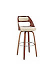 30 Inch Leatherette Barstool with Cut Out Back, Cream and Brown