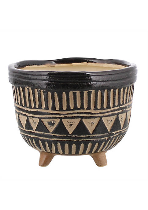 Duna Range Ceramic Round Bowl with Painted Tribal