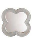 Wall Mirror with Quatrefoil Shape Thick Wooden Frame, Gray