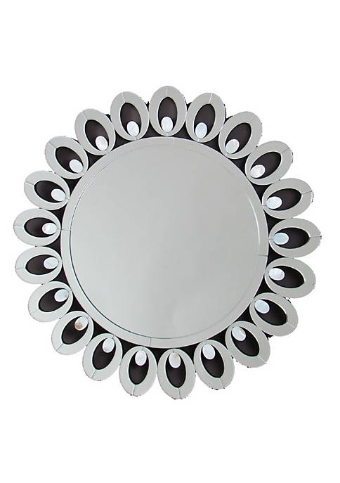 Mirror with Open Cut Design and Mother of Pearl Accent, Silver