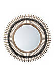 Mirror with Bamboo Open Design and Braided Pattern, Brown