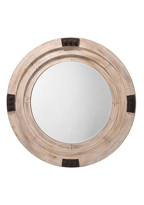 Duna Range Mirror with Round Wooden Frame and