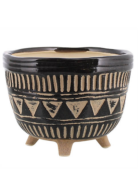 Duna Range Ceramic Round Bowl with Painted Tribal