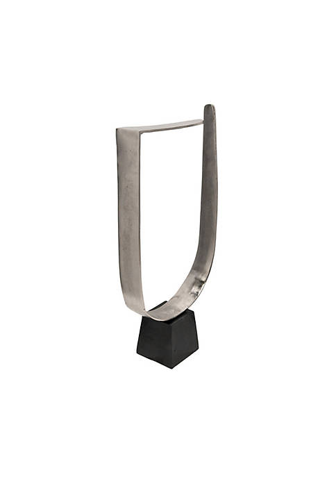 Sculpture with Metal U Shaped Design, Silver