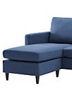 Reversible Sectional Sofa with Fabric Upholstery and Side Pockets, Blue