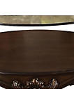 Curved Glass Top Coffee Table with Open Shelf, Brown