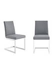 20 Inches Diamond Stitched Leatherette Dining Chair, Set of 2, Gray