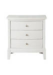 3 Drawer Wooden Nightstand with Chamfered Legs, White