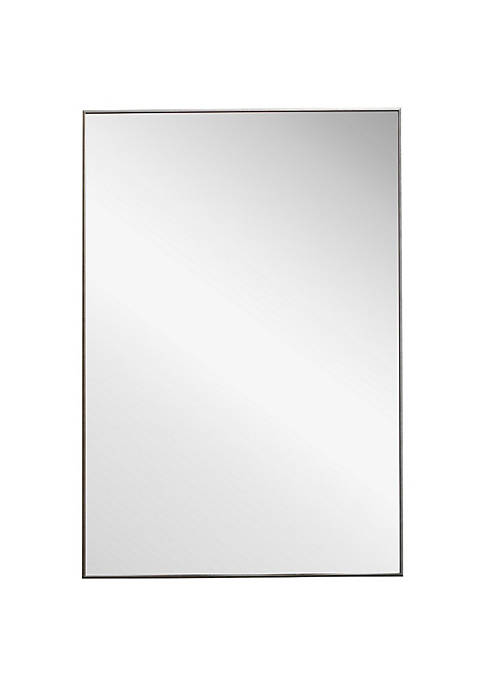 Duna Range Rectangular Thin Wooden Frame Mirror, Silver