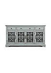 Wood And Glass 60 Media Console With X motif detailing On Doors, Earl Gray