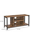 50 Inches Wooden TV Stand with 4 Open Compartments, Brown and Black