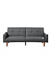 Fabric Adjustable Sofa with Square Tufted Back, Light Gray