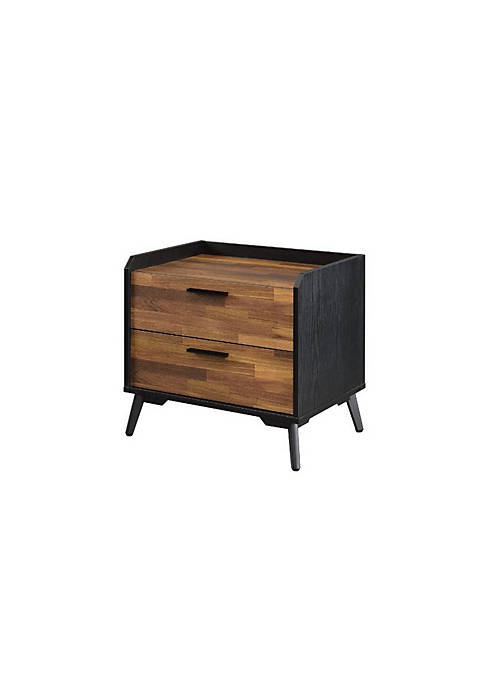 Accent Table with Tempered Tier Shelf, Brown and Black