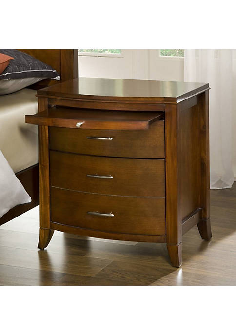 Duna Range Wooden Nightstand with Charging Station, Brown