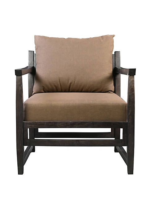 Malibu Accent Chair with Open Wood Frame,  Beige and Brown