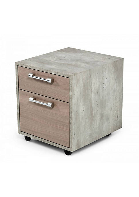 Duna Range Faux Concrete File Cabinet with Wooden