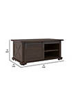 Rectangular Barn Slide Door Cocktail Table with Casters, Brown