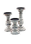 Turned Design Wooden Candle Holder with Distressed Details, Set of 3, White