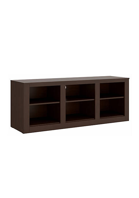 59 Inch Rectangular TV Stand with 6 Open Compartments, Tobacco Brown