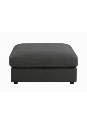 Duna Range Fabric Upholstered Wooden Ottoman With Loose Cushion Seat And Small Feet, Dark Gray