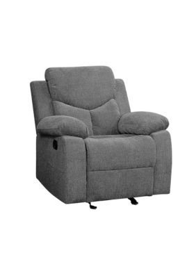 Duna Range Fabric Upholstered Glider Recliner Chair With Pillow Top Armrest, Gray