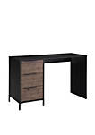 Wooden Home Office Desk with 3 drawers and Open Leg Room, Black and Brown