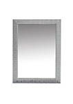Wood Encased Wall Mirror with Striped Motif Edges and Shimmering Leaf, Gray