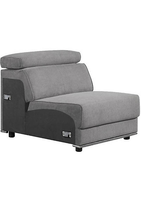 Fabric Upholstered Modular Armless Chair, Dark Gray