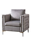 Accent Chair with Pillow Back and Button Tufted Design, Gray