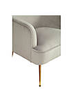 Accent Chair with T Cushioned Seat and Metal Legs, Gray