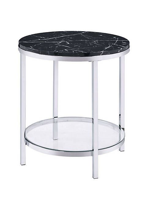 Duna Range End Table with Round Faux Marble