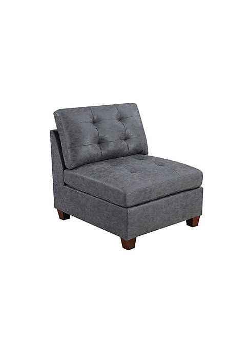 Duna Range Contemporary Leatherette Armless Chair with Tufted