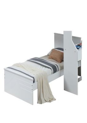 Duna Range Modern Twin Size Wooden Panel Bed with Low Profile Footboard,  White