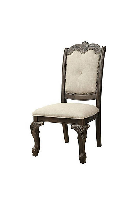 Duna Range Button Tufted Fabric Seat Traditional Side