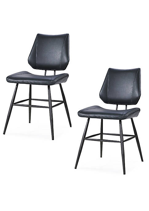Duna Range Leather Upholstered Metal Chair with Stitch