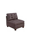 Contemporary Leatherette Armless Chair with Tufted Back, Dark Brown